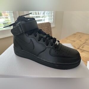 Brand new in box black on black Nike Air Force 1 Mid ‘07